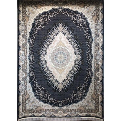 فرش قیطران 1500 شانه طرح تانیا زمینه سورمه ای (برحسته)