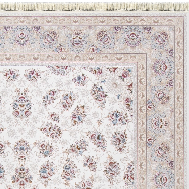 فرش داریوش کد 1534 زمینه سفید (گل برجسته)