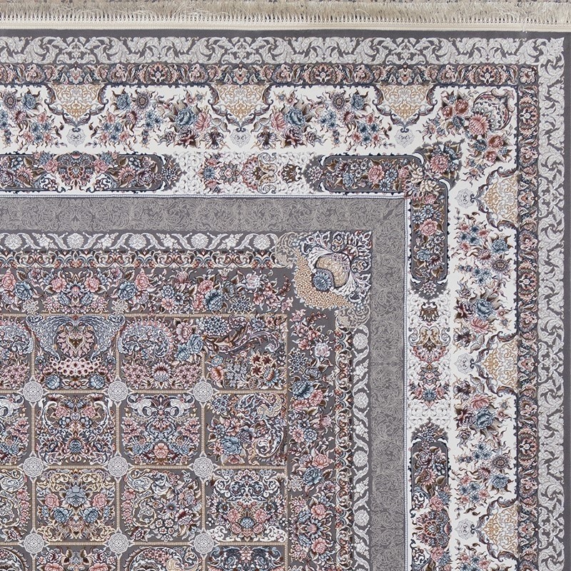 فرش داریوش کد 1309 زمینه نقره ای (گل برحسته)
