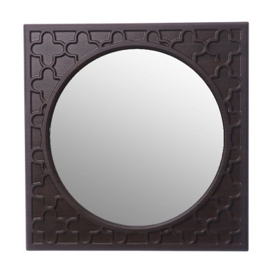 آینه دیواری چوبی دایره قاب مربع