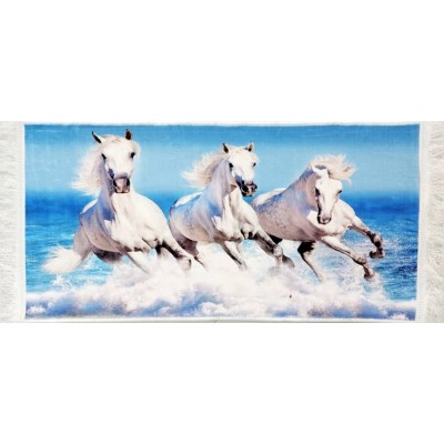 تابلو فرش ماشینی طرح سه اسب کد 14021