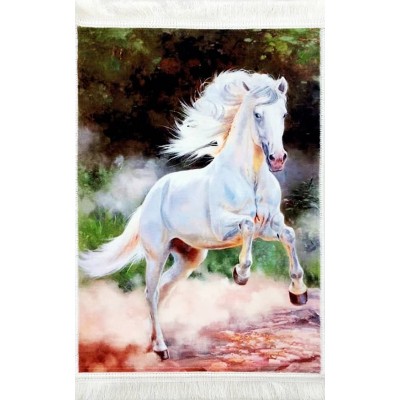 تابلو فرش ماشینی طرح اسب سفید کد 14307