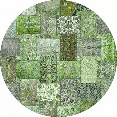 فرش گرد 700 شانه طرح چهل تکه کد 100501 زمینه سبز (غیربرجسته)