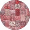 فرش گرد 700 شانه طرح چهل تکه کد 100501 زمینه قرمز (غیربرجسته)