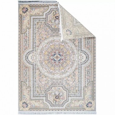 فرش محتشم 1500 شانه طرح افرا زمینه نقره ای (برحسته)