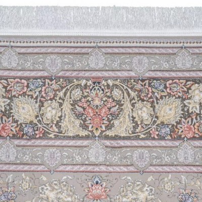 فرش محتشم 1500 شانه طرح گلفام زمینه نقره ای (برحسته)