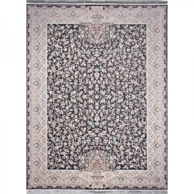 فرش محتشم 1500 شانه طرح شاداب زمینه ذغالی (برحسته)