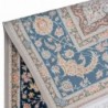 فرش محتشم 1500 شانه طرح گل گشت زمینه نقره ای اطلسی (برحسته)