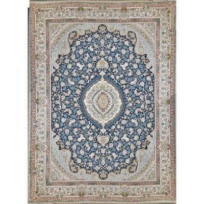 فرش قیطران 1500 شانه طرح سروناز زمینه سورمه ای (برحسته)