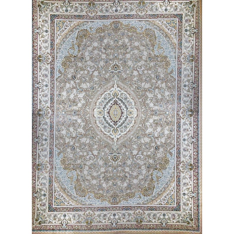 فرش قیطران 1500 شانه طرح سروناز زمینه نسکافه ای (برحسته)
