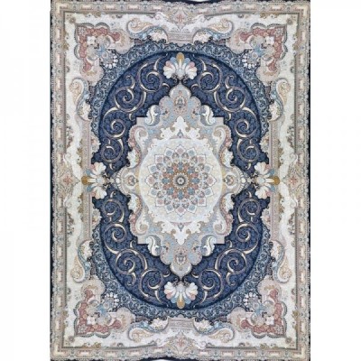 فرش قیطران 1500 شانه طرح زرین زمینه سورمه ای (برحسته)