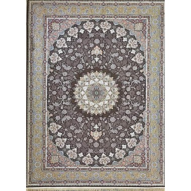 فرش آینده 1500 شانه طرح اصفهان زمینه قهوه ای (برحسته)
