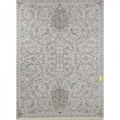 فرش آینده 1500 شانه طرح گلدانی زمینه نقره ای (برحسته)