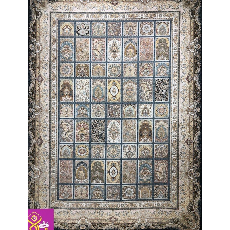 فرش قیطران 1500 شانه طرح مهرو زمینه سورمه ای (برحسته)