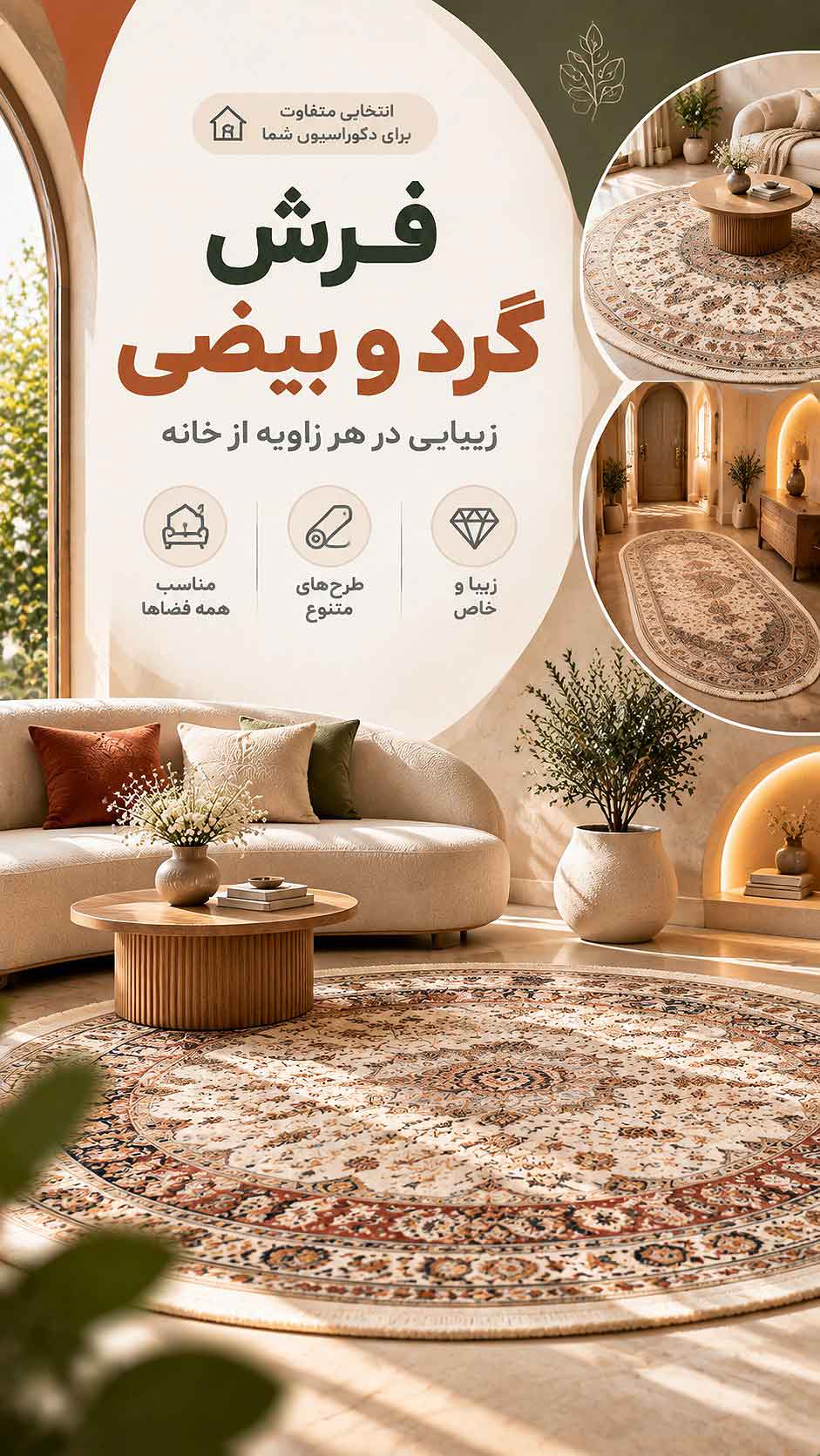 فرش گرد و بیضی