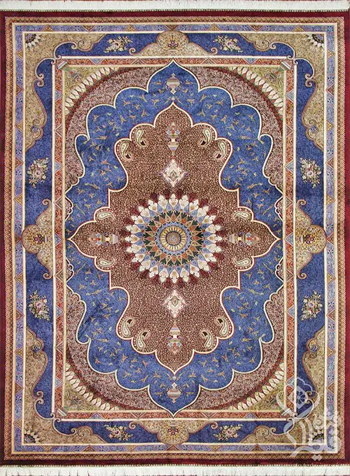 فرش قیطران 1200 شانه کلکسیون ابریشمی طرح پرستو زمینه رناسی (برجسته)
