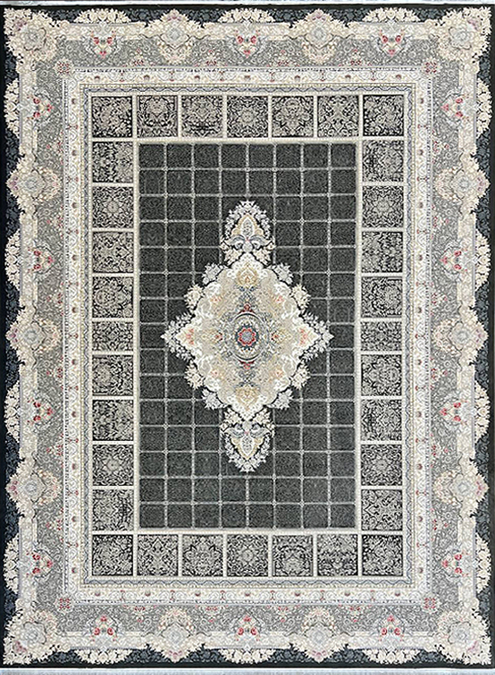 فرش مهدیان 1500 شانه کد 3056 زمینه سورمه ای (برجسته)