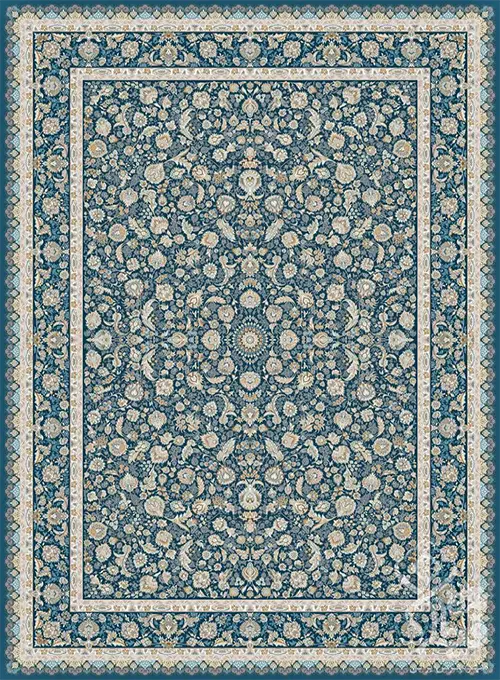  فرش قیطران 1500 شانه طرح آبتین زمینه سورمه ای (برجسته) 