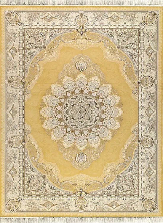 فرش داریوش 1500 شانه کد 1559 زمینه طلایی (برجسته)