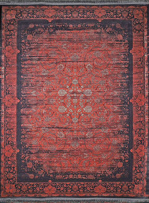 فرش آراد کاشان 1500 شانه کد 102 زمینه قرمز (برجسته)