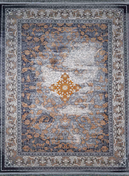 فرش آراد کاشان 1500 شانه کد 119 زمینه طوسی (برجسته)