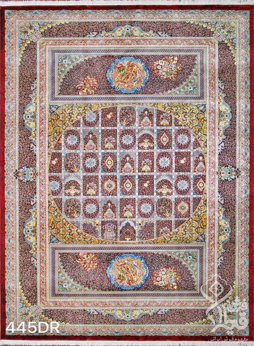 فرش قیطران 1200 شانه کلکسیون ابریشمی طرح پروین زمینه رناسی (برجسته)
