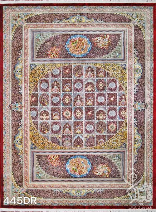فرش قیطران 1200 شانه کلکسیون ابریشمی طرح پروین زمینه رناسی (برجسته)
