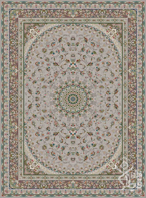 فرش قیطران 1500 شانه طرح ستوش زمینه فیلی (برجسته)
