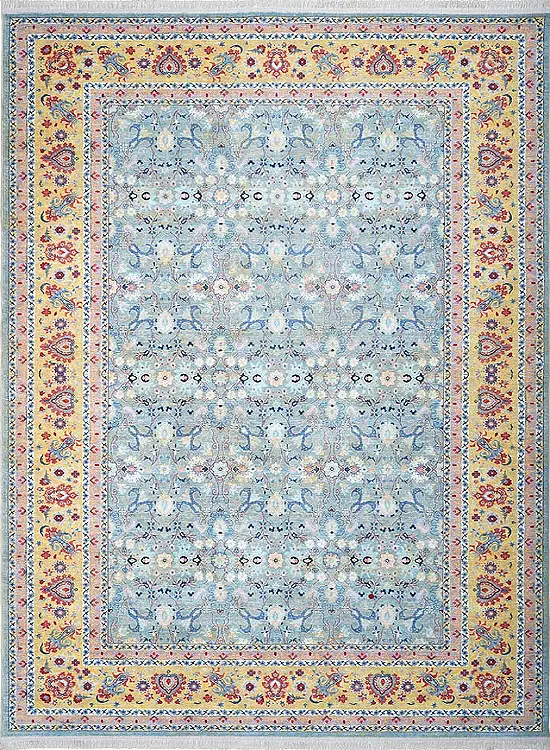 فرش محتشم گبه کد 100356 زمینه آبی (غیربرجسته)
