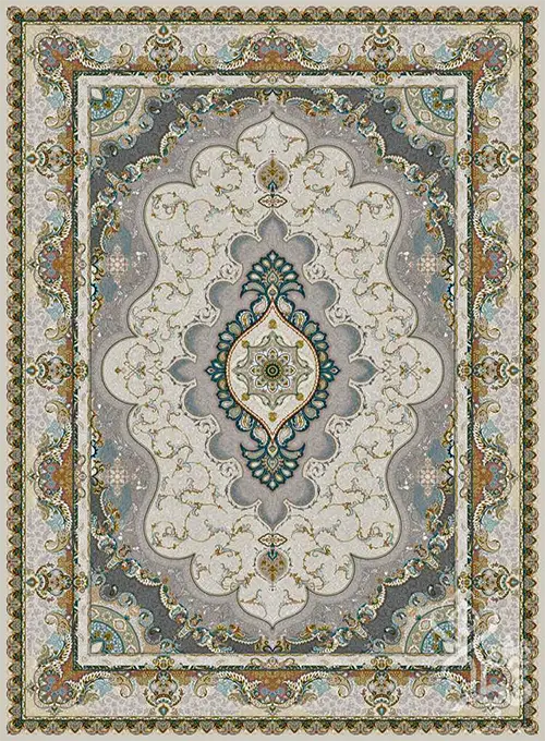 فرش قیطران 1500 شانه طرح شیفته زمینه کرم (برجسته)