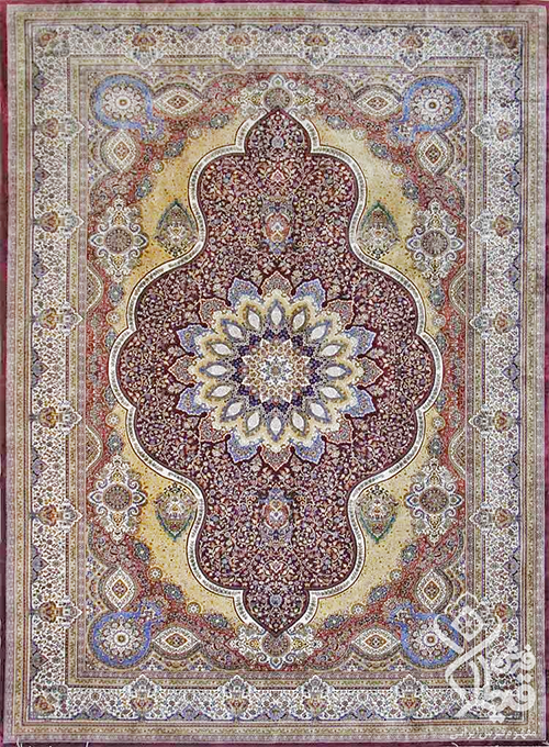 فرش قیطران 1200 شانه کلکسیون ابریشمی طرح آترین زمینه رناسی (برجسته)