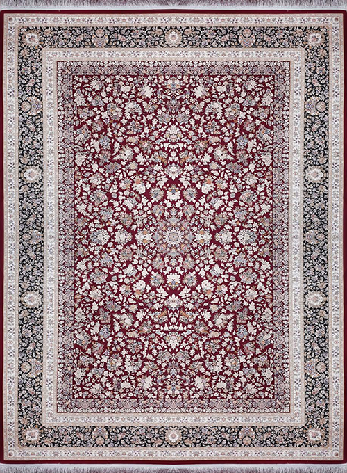 فرش آراد کاشان 1500 شانه طرح شاهدخت زمینه یاقوتی (برجسته)