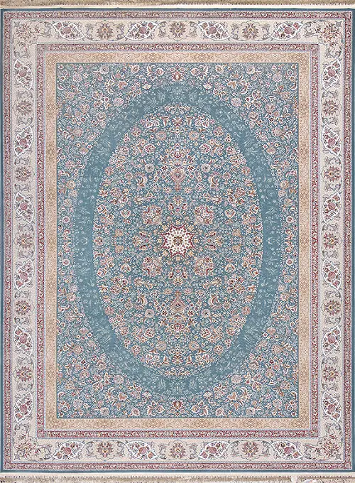 فرش داریوش 1500 شانه کد 1526 زمینه آبی (برجسته)