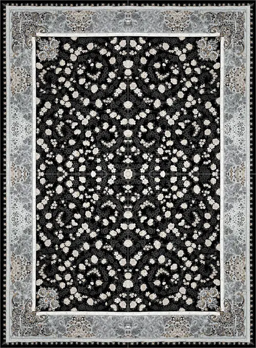 فرش ستاره پانیذ 700 شانه طرح ماهرو زمینه سورمه ای طلاکوب (غیربرجسته)