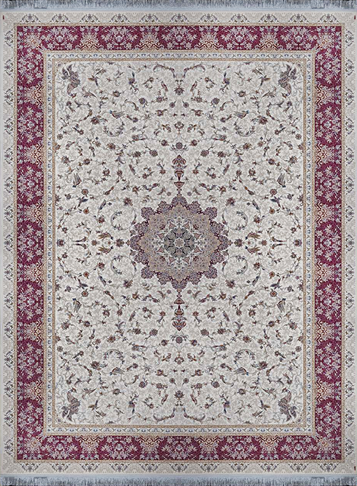 فرش آراد کاشان 1500 شانه طرح آپادانا زمینه کرم (برجسته)