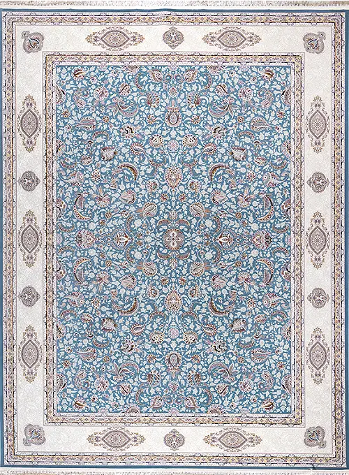 فرش داریوش 1500 شانه کد 1524 زمینه آبی (برجسته)