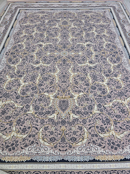  فرش ستاره پانیذ 700 شانه طرح افشان لوتوس زمینه یاسی (غیربرجسته) 