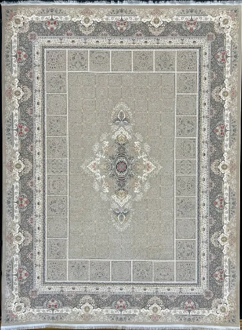 فرش مهدیان 1500 شانه کد 3057 زمینه بژ (برجسته)