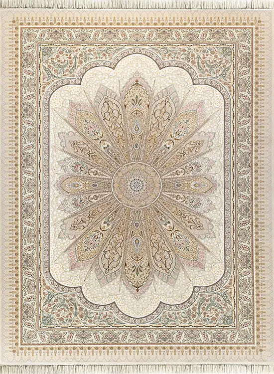 فرش داریوش 1500 شانه کد 1560 زمینه کرم (برجسته)