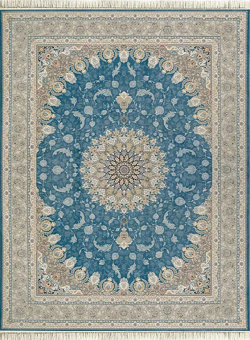فرش داریوش 1200 شانه کد 1403 زمینه آبی (برجسته)