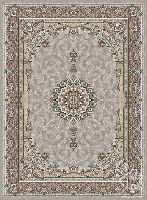 فرش قیطران 1500 شانه طرح عسل زمینه فیلی (برجسته)