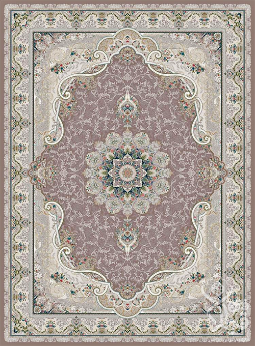 فرش قیطران 1500 شانه طرح راییک زمینه سوسنی (برجسته)