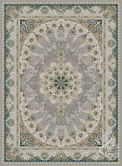 فرش قیطران 1500 شانه طرح مخمل زمینه نسکافه ای (برجسته)