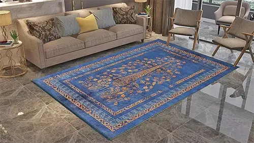  فرش محتشم کلاریس کد 900455 زمینه سورمه ای (غیربرجسته) 
