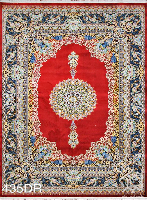 فرش قیطران 1200 شانه کلکسیون ابریشمی طرح آیینه زمینه رناسی (برجسته)