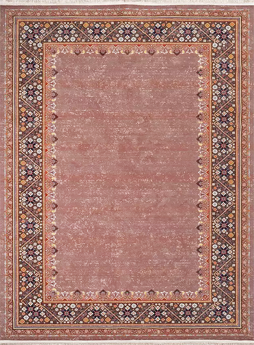 فرش محتشم کلاریس کد 100336 زمینه آجری (غیربرجسته) 