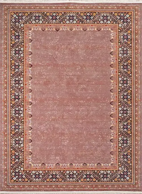 فرش محتشم کلاریس کد 100336 زمینه آجری (غیربرجسته)