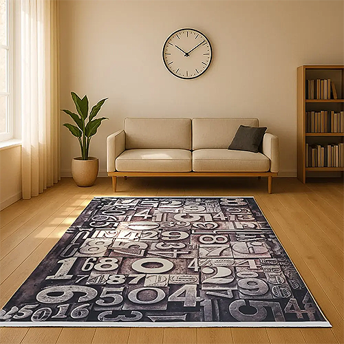  فرش محتشم مدرن کد 25KN0010 زمینه طوسی (غیربرجسته) 