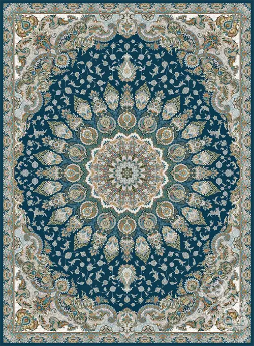 فرش قیطران 1500 شانه طرح پدیده زمینه سورمه ای (برجسته) 