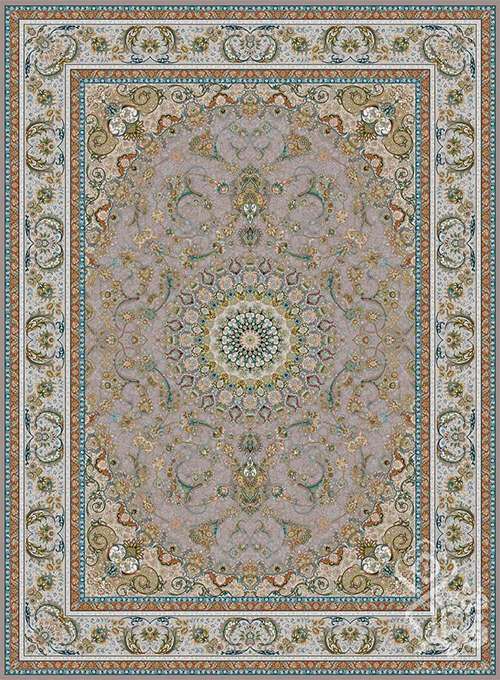 فرش قیطران 1500 شانه طرح بهناز زمینه نسکافه ای (برجسته)